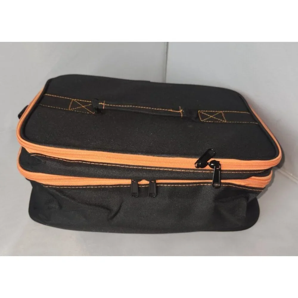 new padded camera equipment bag 12x9x6 black & Orange shoulder strap adjustable